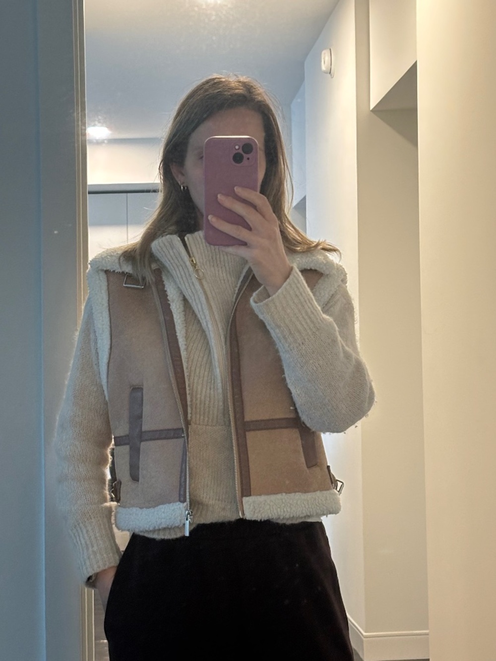 Women's Faux Suede Sherpa Vest